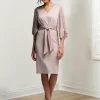 Custom sheath column v neck knee length mother of the bride dresses