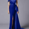 Custom sheath column one shoulder velvet mother of the bride dresses with split side