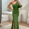 Custom trumpet mermaid one shoulder mother of the bride dresses with split side beading