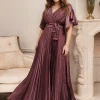 Custom a line princess v neck short sleeves mother of the bride dresses with belt