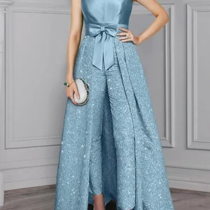 Custom chiffon half sleeves mother of the bride pantsuits with lace