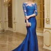Custom trumpet mermaid scoop long sleeves mother of the bride dresses with lace