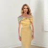 Custom sheath column off shoulder short sleeves mother of the bride dresses