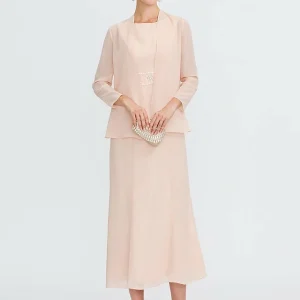 Custom sheath column scoop ankle length sleeveless mother of the bride dresses with lace beading appliques