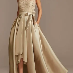 Custom a line princess jewel neck sleeveless mother of the bride dresses with pleats lace