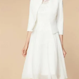 Custom a line princess 3 4 length sleeve knee length mother of the bride dresses with wraps