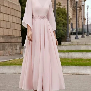 Custom a line princess jewel neck 3 4 length sleeve ankle length mother of the bride dresses with sequins