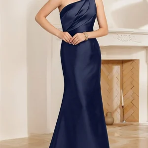 Custom trumpet mermaid one shoulder floor length mother of the bride dresses