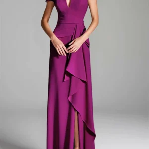 Custom sheath column v neck floor length mother of the bride dresses