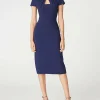 Custom sheath off the shoulder short sleeves tea length mother of the bride dresses with ruffles