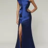 Custom a line princess one shoulder sleeveless floor length mother of the bride dresses with split side