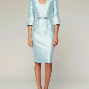 Custom a line princess scoop half sleeves knee length mother of the bride dresses with knot bow