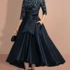 Custom a line princess jewel neck 3 4 sleeves mother of the bride dresses