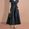 Custom a line princess short sleeves v neck mother of the bride dresses