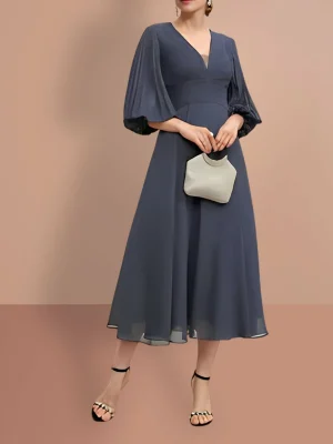 Custom a line princess half sleeves v neck mother of the bride dresses