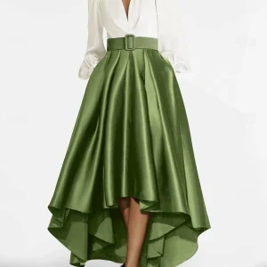 Custom a line princess v neck asymmetrical mother of the bride dresses with belt