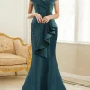 Custom trumpet mermaid v neck short sleeves mother of the bride dresses with beading