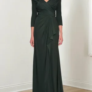 Custom a line princess v neck 3 4 sleeves mother of the bride dresses with ruffles