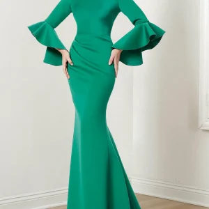 Custom trumpet mermaid off the shoulder long sleeves mother of the bride dresses