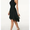 Custom a line princess halter knee length sleeveless cocktail party dresses chiffon with ruffles