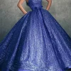 Custom ball gown strapless floor length long sparkly dresses with belt