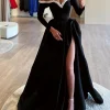 Custom ball gown off the shoulder floor length long dresses with split side beading