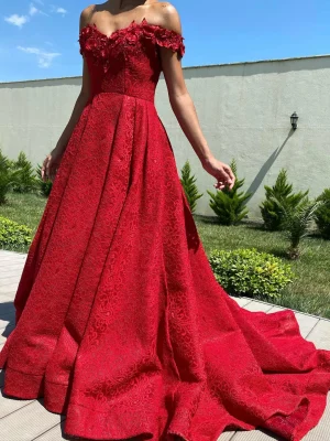 Custom a line princess off the shoulder long dresses with applique beading