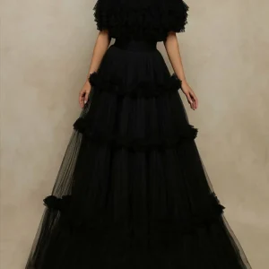 Custom a line princess sheer neck long dresses
