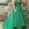 Custom a line princess halter asymmetrical prom dresses
