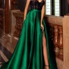 Custom a line princess spaghetti straps long prom dresses