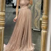 Custom a line princess one shoulder long prom dresses with sequins