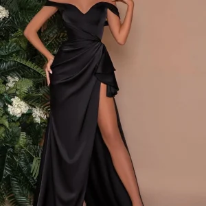 Custom sheath column off the shoulder floor length prom dresses