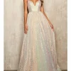 Custom a line princess spaghetti straps long prom dresses