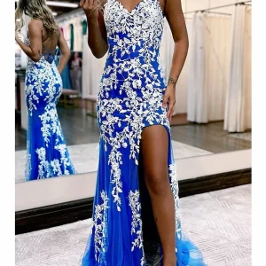 Custom sheath column spaghetti straps floor length prom dresses