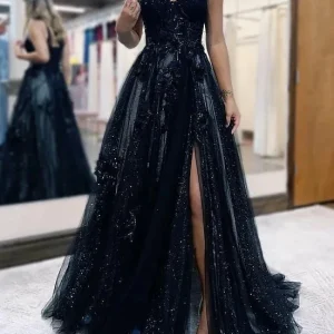 Custom a line princess one shoulder floor length prom dresses