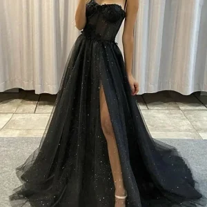 Custom a line princess spaghetti straps long prom dresses
