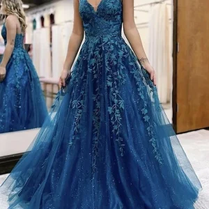 Custom a line princess spaghetti straps floor length long prom dresses