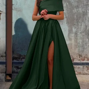 Custom a line princess one shoulder floor length prom dresses