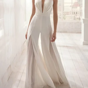 Custom jumpsuits halter floor length prom dresses