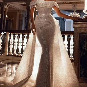Custom trumpet mermaid off the shoulder floor length prom dresses