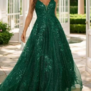 Custom a line princess spaghetti straps floor length long prom dresses