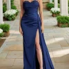 Custom sheath column strapless floor length prom dresses