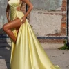 Custom sheath column one shoulder floor length prom dresses