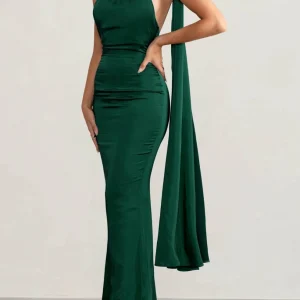 Custom sheath column halter floor length prom dresses
