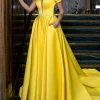 Custom a line princess v neck floor length prom dresses