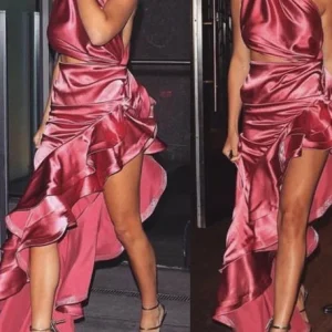 Custom sheath column one shoulder floor length prom dresses