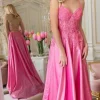Custom a line princess spaghetti straps floor length prom dresses