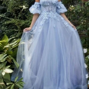 Custom a line princess sweetheart short sleeves floor length long prom dresses