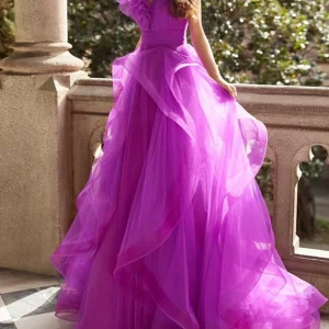 Custom a line princess v neck sleeveless floor length prom dresses