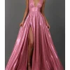 Custom a line princess sleeveless v neck prom dresses with pleats